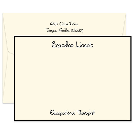 Triple Thick Border Flat Note Cards in Your Color Choice - Raised Ink